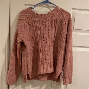 Cozy Pink Cable Knit Sweater